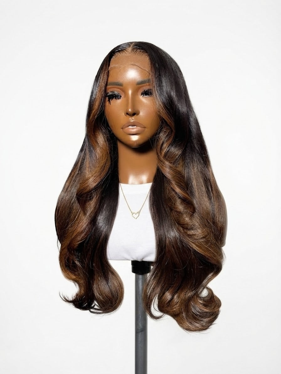 Ombré Vietnamese Virgin Bouncy Curly Wig Transparent lace