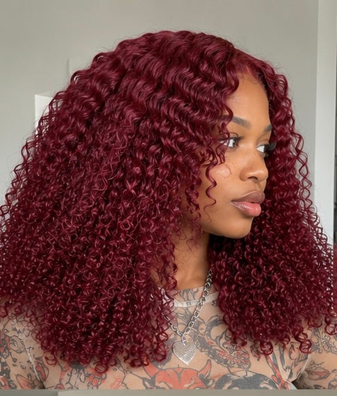 Burgundy Burmese wig SDD Transparent lace