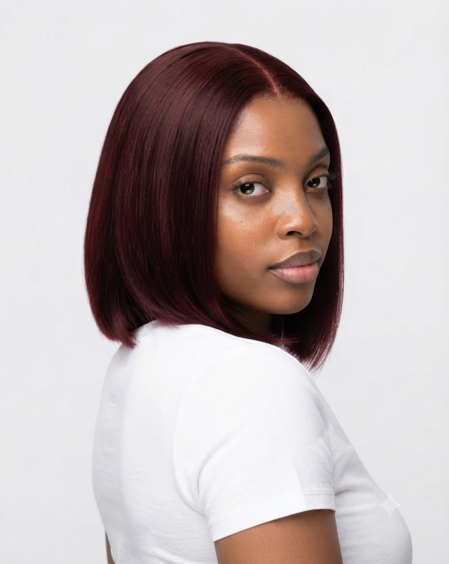8" Burgundy Glueless Bob (5X5 lace)