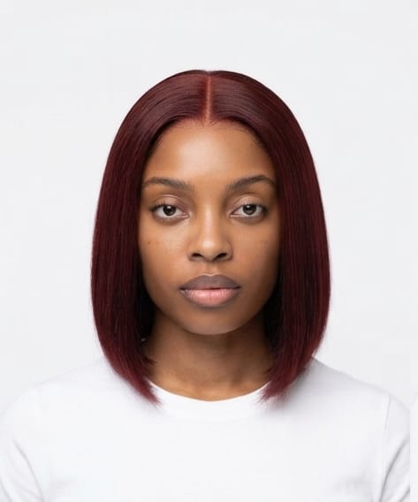 8" Burgundy Glueless Bob (5X5 lace)